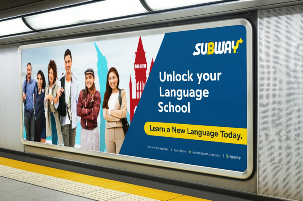 Publicidad en Metro para Escuela de Idiomas